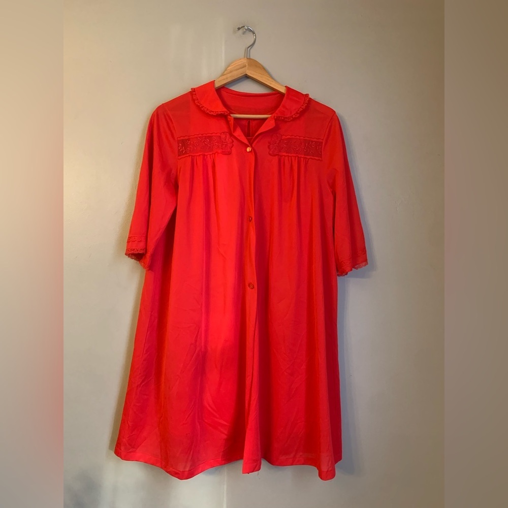 Vtg Lorraine Nightgown Peignoir Set Red Gown Robe Valentine’s 60’s Boudoir Set